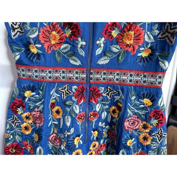 NWT Alice + Olivia Patty Embellished Mini Dress Floral Embroidered Riviera 4 - Picture 12 of 13